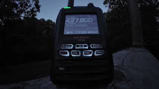 Evening ISS contacts listening in with the Yaesu FT5DR handheld amp rubber duck ant 91724 [upl. by Palmira237]