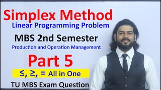 Simplex Method Part 5 Linear Programming Problem MBS 2nd Sem Production and Operation Management [upl. by Joanie]