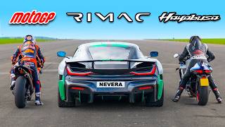 MotoGP Bike v Rimac Nevera v Turbo Hayabusa DRAG RACE [upl. by Adnarim623]