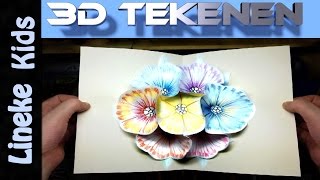 Super leuk 3D Pop Up Bloemen Kaart maken en tekenen 🌺 [upl. by Bambie716]