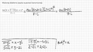 Liczby zespolone postać kanoniczna iloraz sprzężenie część urojona potęgowanie [upl. by Marie]