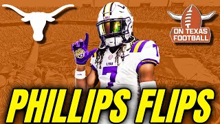 BREAKING 2025 DB Kade Phillips FLIPS to LSU  Recruiting Updates  Texas Longhorns Football [upl. by Francene596]