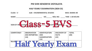 Class5 EVS Half Yearly Exam Question Paper  Term1 Session 202425 PM Shri Kendriya Vidyalaya [upl. by Ztnarf]