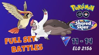 PidgeotVigorothClodsire Full Set Battles Pokemon Go PVP  Shared Skies [upl. by Arrio]