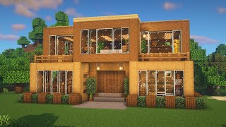 Minecraft  How to Build a Modern Wooden Survival House Tutorial 23 [upl. by Mw]