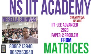 IITJEE ADVANCED 2023 PAPER 2 PROBLEM FROM MATRICES [upl. by Bathsheba31]