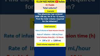 IV fluid calculation  Rate of infusion mLhour  Total volume  Total hours dropsmin [upl. by Eiral]