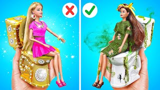 💖 EXTREME RICH VS POOR BARBIE ROOM MAKEOVER 🤩🎀 Cute Miniature Crafts amp Tiny DIY Ideas by 123 GO [upl. by Weatherby293]