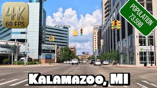 Driving Around Downtown Kalamazoo Michigan in 4k Video [upl. by Georgianne232]