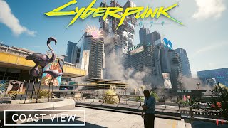 Cyberpunk 2077  Walking around PACIFICA Coast View Night City I Binaural Sound [upl. by Areek]