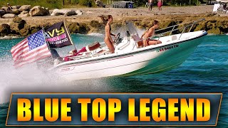 BLUE TOP LEGEND NEW BOAT AT BOCA INLET   HAULOVER INLET  WAVY BOATS [upl. by Adiela]