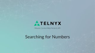 Searching for Numbers  Telnyx [upl. by Yeliw]