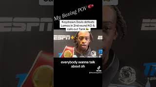 Keyshawn Davis defeats Lemos in 2nd round KO amp calls out Gervonta “Tank” Davis boxingnews sports [upl. by Sinnelg]