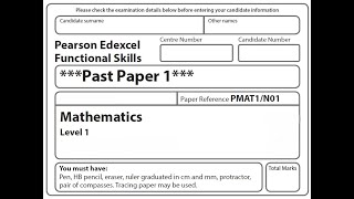 Functional Skills Maths L1 Past Paper 1 Pearson Edexcel [upl. by Etrem]