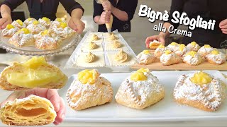 BIGNÈ SFOGLIATI alla CREMA di PASTA CHOUX PASTA SFOGLIA con 3 consistenze [upl. by Namara]