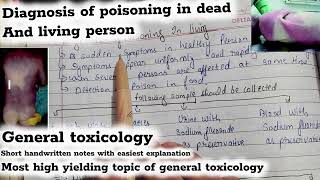 General toxicology  Diagnosis of poisoning in dead and living person fmt toxicology [upl. by Idur47]