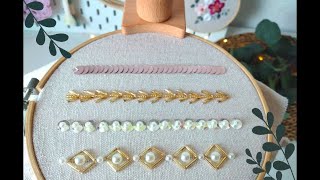 Beads Embroidey Basic Stitches For Beginners 🌸 Hand Embroidery beads work ⭐ tutorial ♡ [upl. by Eidurt454]