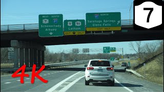 ⁴ᴷ NY Route 7 Collar City Bridge to Interstate 87 westbound 4K VIDEO [upl. by Elletsirhc952]