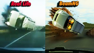 Real Life Crashes vs BeamNGDrive  SidebySide Comparison 4 [upl. by Ymar]