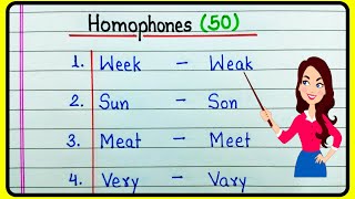 Homophones  50 Homophones  Homophones in English Grammar  Learn Homophone words  Homophones 50 [upl. by Feliza303]