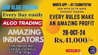 ESW Robo trading LIVE Market Analysis in BankNifty Algo Option Buying on 28OCT2024 [upl. by Gnok50]