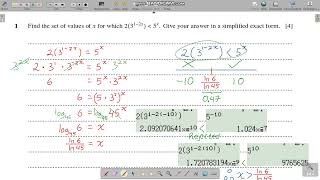 9709s20qp31 Q1 Topic 32 Logarithmic and Exponential Functions A Level Mathematics [upl. by Eilla952]