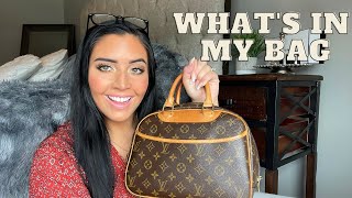 WHATS IN MY BAG 2021  LOUIS VUITTON MONOGRAM TROUVILLEREDO [upl. by Adiasteb872]