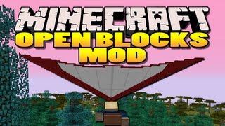 Minecraft Open Blocks Mod  Water tanks Elevators amp Hang Gliders [upl. by Arremat932]