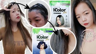 COLORING MY HAIR ASH GRAY using ICOLOR HAIR COLOR CREMEDIY Haircolor at home✨ [upl. by Yendys]