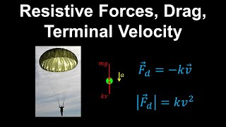 Resistive Forces Drag Terminal Velocity  AP Physics C Mechanics [upl. by Mehelhteb]