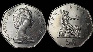 UK 1977 50p Fifty Pence Coin VALUE  REVIEW Elizabeth II 50 Pence [upl. by Julieta]