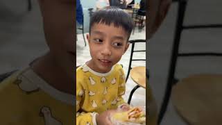 Kid eating pork spread bread [upl. by Gaven]