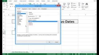 Calculate Total Weeks Between Two Dates  Excel 2013 [upl. by Nnyl]