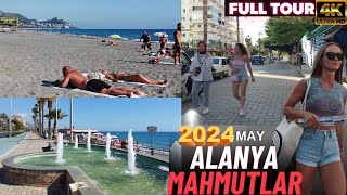 Alanya Mahmutlar street full tour 2024 may l Alanya Antalya turkey holiday turkey travel 4k60fps [upl. by Daffie916]