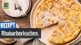 Rhabarberkuchen mit Pudding und Streuseln  Springform Kuchen Rezept [upl. by Elay]