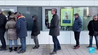 In Belgrade Serbian President Aleksandar Vucic votes in two elections municipal and legislative [upl. by Ahsenak]