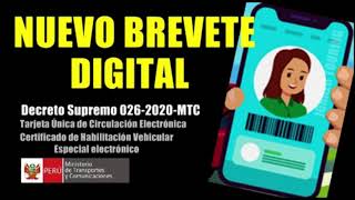 NUEVO BREVETE DIGITAL 2021  TARJETA DE CIRCULACIÓN ELECTRONICA  CERT HABILITAC DS0262020 MTC [upl. by Miguelita842]