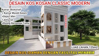 DESAIN KOS 3 LANTAI 3 X 38 CLASSIC MODERN ll Kamar Mandi Dalam R Tamu amp T Jemuran Rooftop [upl. by Blancha]