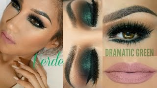 auroramakeup Look Verde Oscuro  Dramatic GREEN [upl. by Adnohsirk]