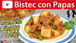 CÓMO HACER BISTEC CON PAPAS  Vicky Receta Facil [upl. by Tutt]