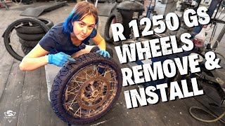 BMW R1250GS Front amp Rear Wheels  Remove amp Install [upl. by Aonehc]