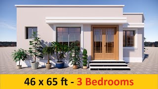 Single story house design  3 Bedrooms  Modern house design  Village House design [upl. by Hanima]