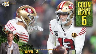 Blazin 5 49ers avenge Eagles Jets upset Falcons in Colins Week 13 picks  NFL  THE HERD [upl. by Hum]