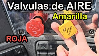 como funcionan las valvulas de aire amarilla y roja de un camion la linea de emergencia y servicio [upl. by Leandro923]