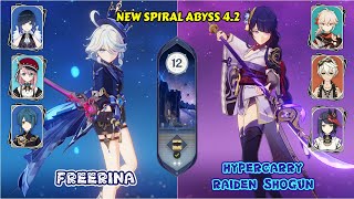 New Spiral Abyss 42  Freeze Furina x Charlotte amp HyperCarry Raiden  Genshin Impact [upl. by Hulen]