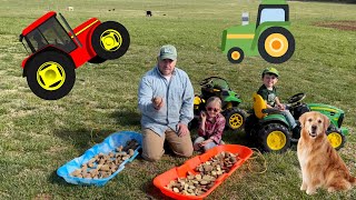 Kids Tractor amp Real Tractor Plant Potatoes  Farm Kids [upl. by Alleuqram]