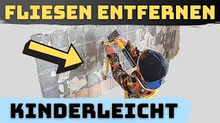 Fliesen entfernen  3 Möglichkeiten Alte Fliesen wegstemmen  runterschlagen  Wand verputzen [upl. by Gurolinick687]