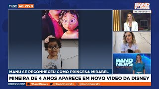 Mãe fala sobre emoção ao ver filha em vídeo da Disney  BandNews TV [upl. by Linson720]