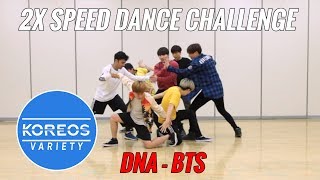 Koreos Variety S2 E2  2X Speed Challenge BTS 방탄소년단 DNA Male ver [upl. by Anelis]