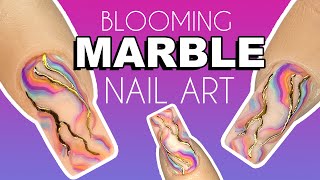 EASY Marble Nail Art using Blooming Gel [upl. by Ruthie817]